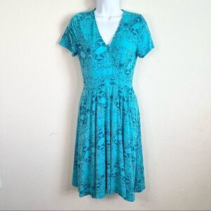 Fresh Produce Fit & Flare Dress Women's XS Blue Reptile Print Pockets Flowy
